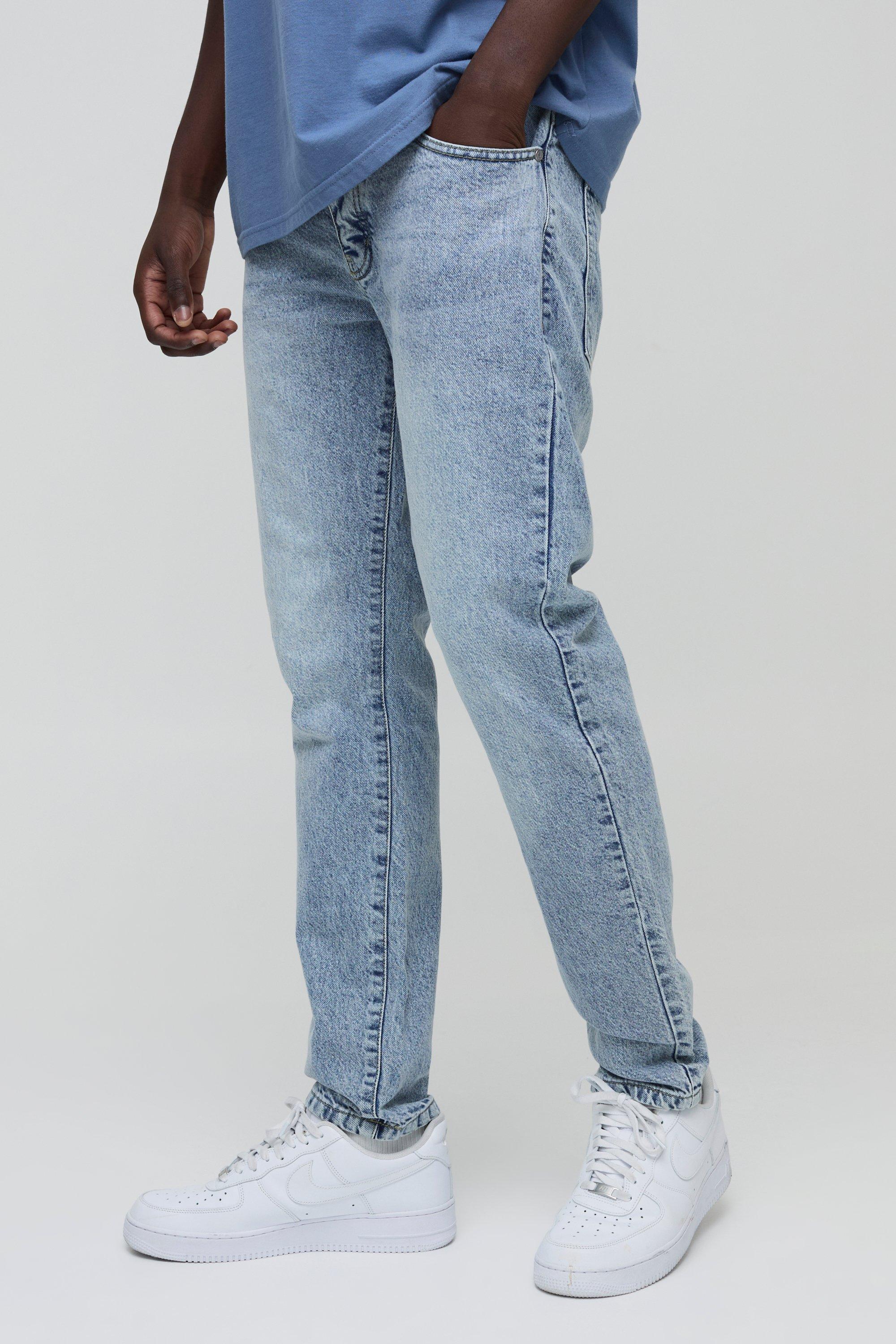 boohoo SLIM RIGID デニム ジーンズ LIGHT BLUE Jeans | Slim Rigid Flare Jean In Light Blue | boohooMAN